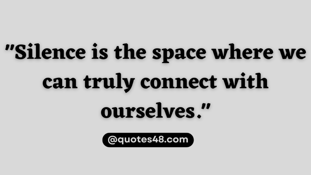 "Silence is the space where we can truly connect with ourselves."